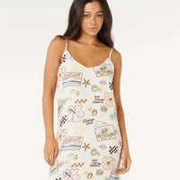 RIP CURL SUNSET LUAU MINI DRESS - OFF WHITE