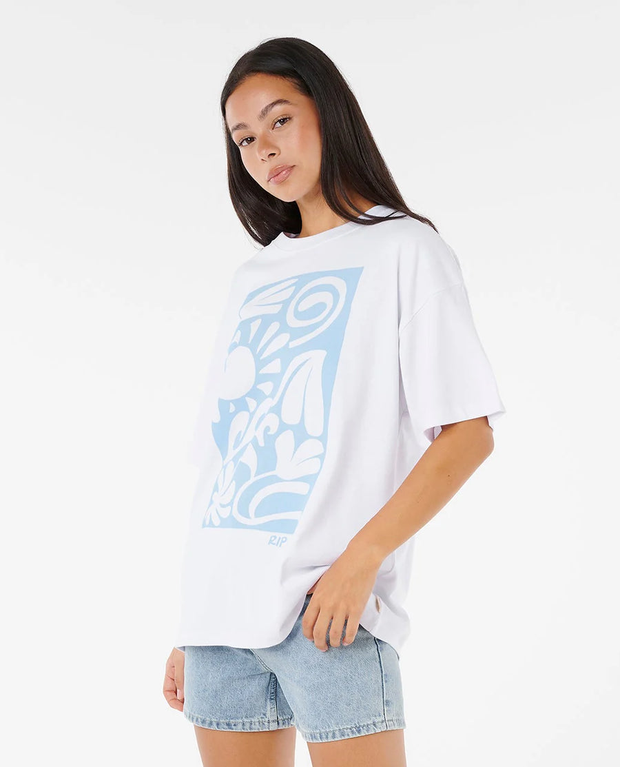 RIP CURL  SUNSET SURF HERITAGE TEE - OPTICAL WHITE