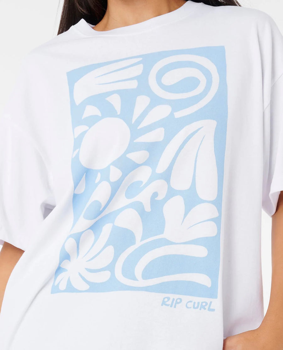RIP CURL  SUNSET SURF HERITAGE TEE - OPTICAL WHITE