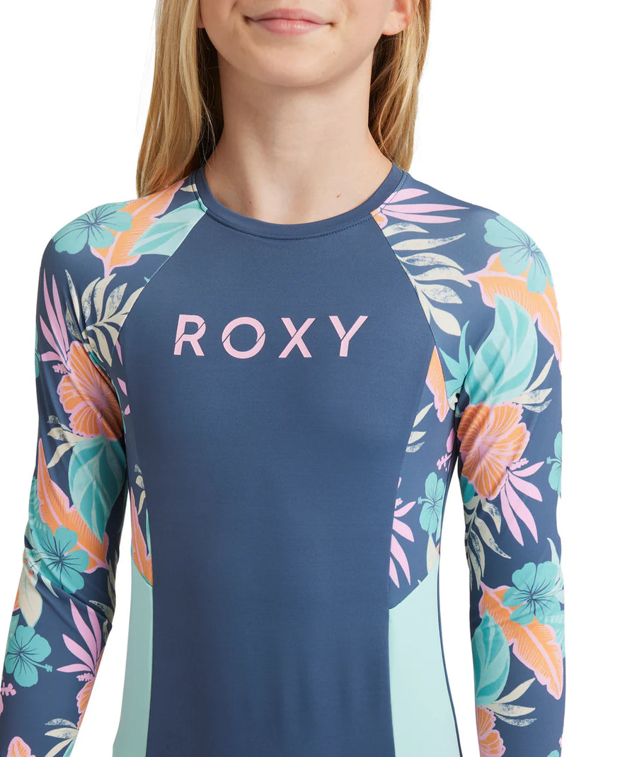 ROXY ACTIVE FLORAL RG LONG SLEEVE - VINTAGE INDIGO TROPICAL