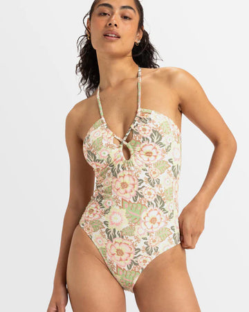 ROXY CANARIAS ONE PIECE - OIL GREEN WILD FLOWER SWIM