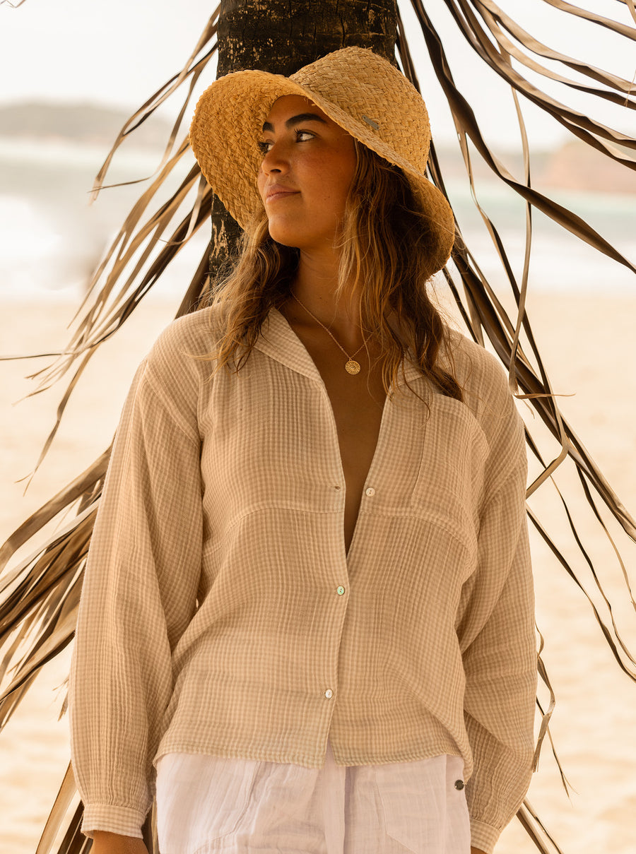 ROXY CHASING SUNDAYS LONG SLEEVE TOP - PORCINI MINVICH