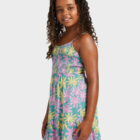 ROXY GRILS  TROPICAL GLOW MINI DRESS - COASTAL SHADE FLIPPER