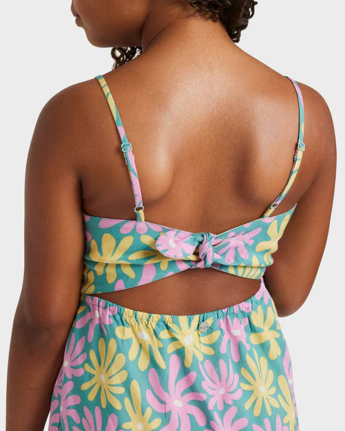 ROXY GRILS  TROPICAL GLOW MINI DRESS - COASTAL SHADE FLIPPER