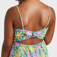 ROXY GRILS  TROPICAL GLOW MINI DRESS - COASTAL SHADE FLIPPER