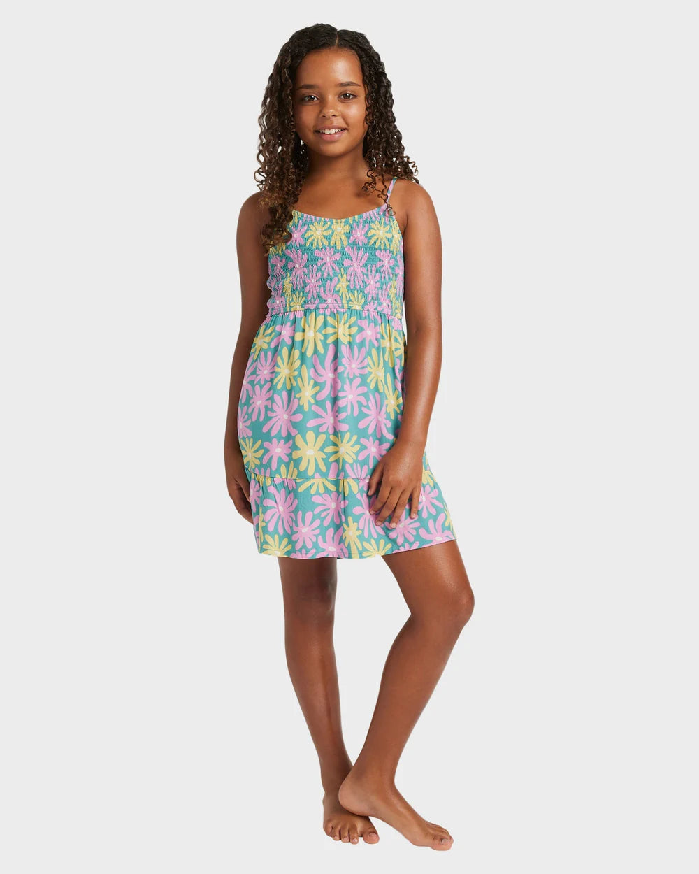 ROXY GRILS  TROPICAL GLOW MINI DRESS - COASTAL SHADE FLIPPER