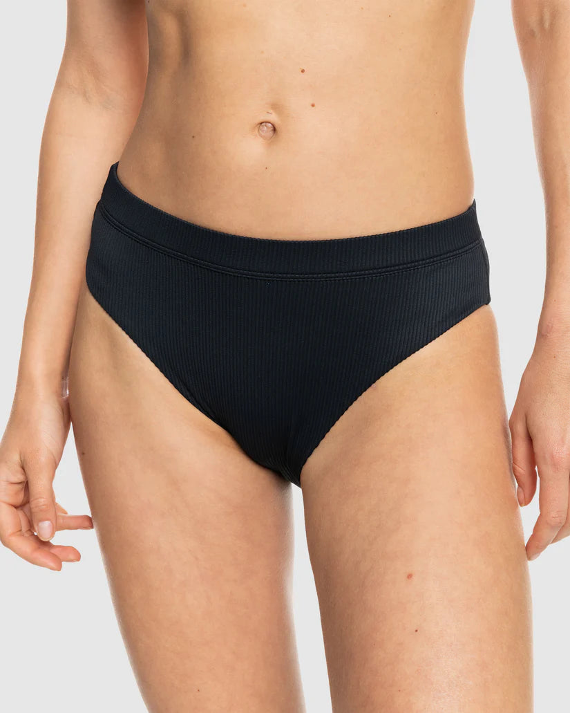 ROXY LOVER RIB ANGEL MOD BIKINI BOTTOM - BLACK