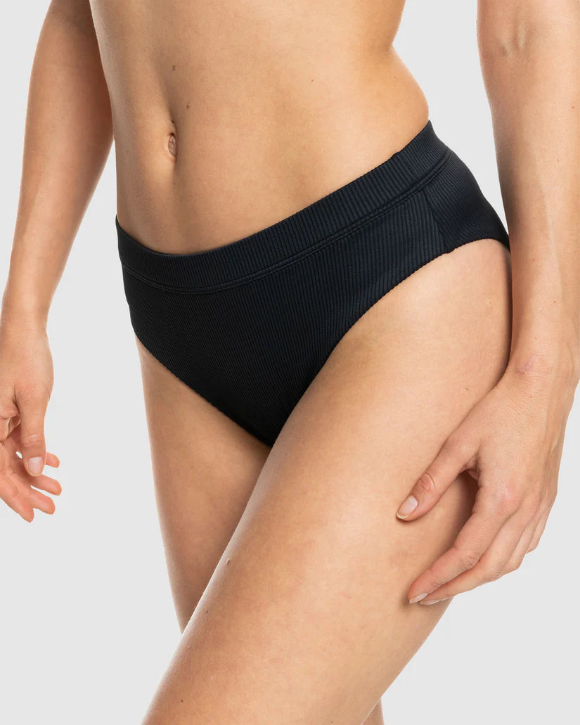 ROXY LOVER RIB ANGEL MOD BIKINI BOTTOM - BLACK