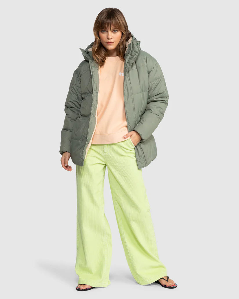 ROXY OCEAN DREAMS SHERPA JACKET - AGAVE GREEN