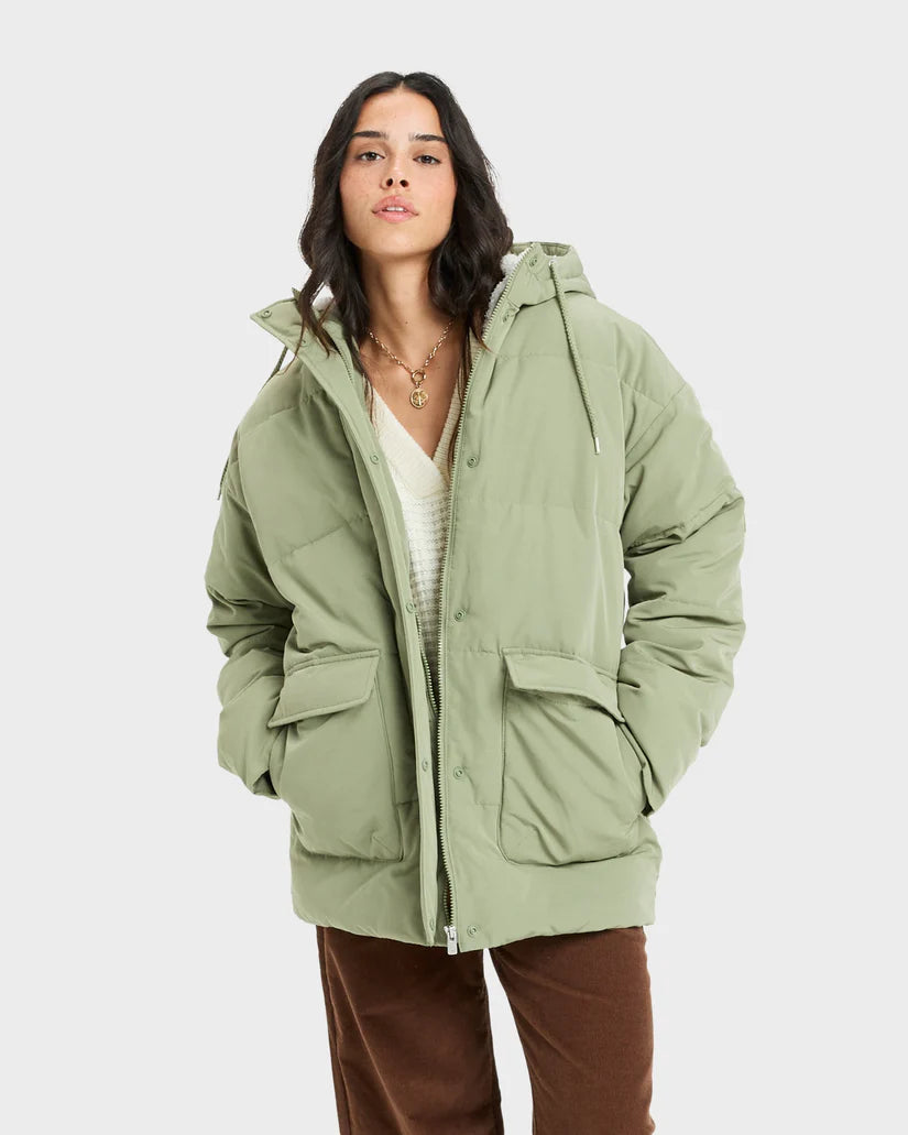 ROXY SEASIDE MEMORIES MEMORIE PARKA - OIL GREEN