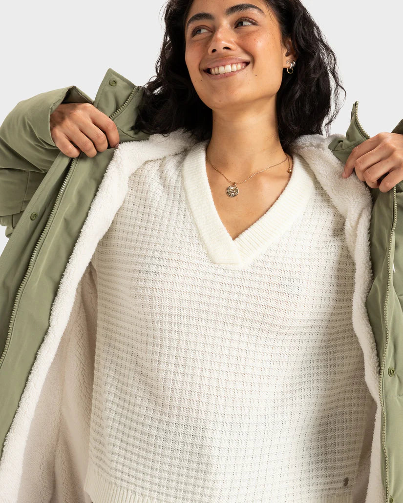 ROXY SEASIDE MEMORIES MEMORIE PARKA - OIL GREEN