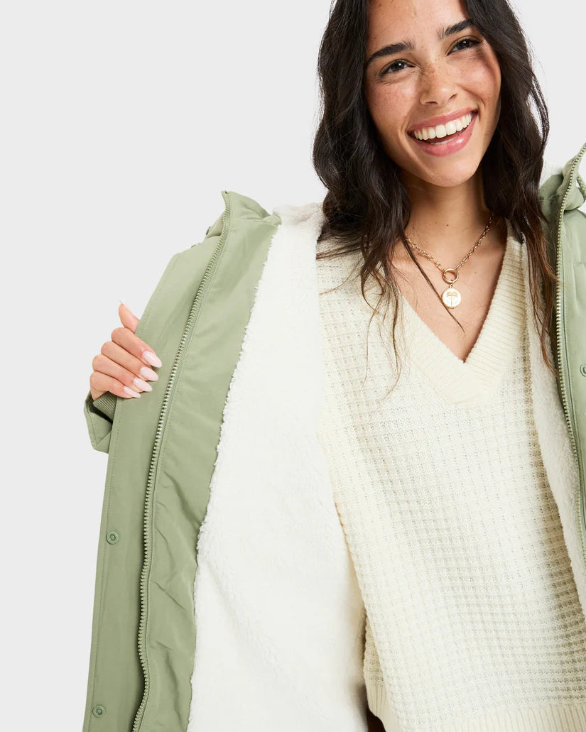 ROXY SEASIDE MEMORIES MEMORIE PARKA - OIL GREEN