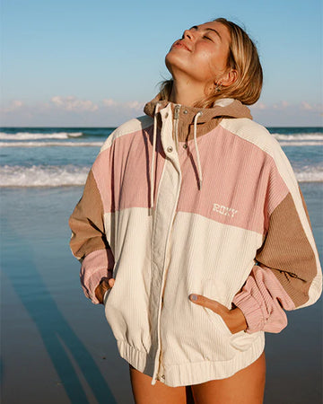 ROXY STRIKE A CORD JACKET - PARCHMENT