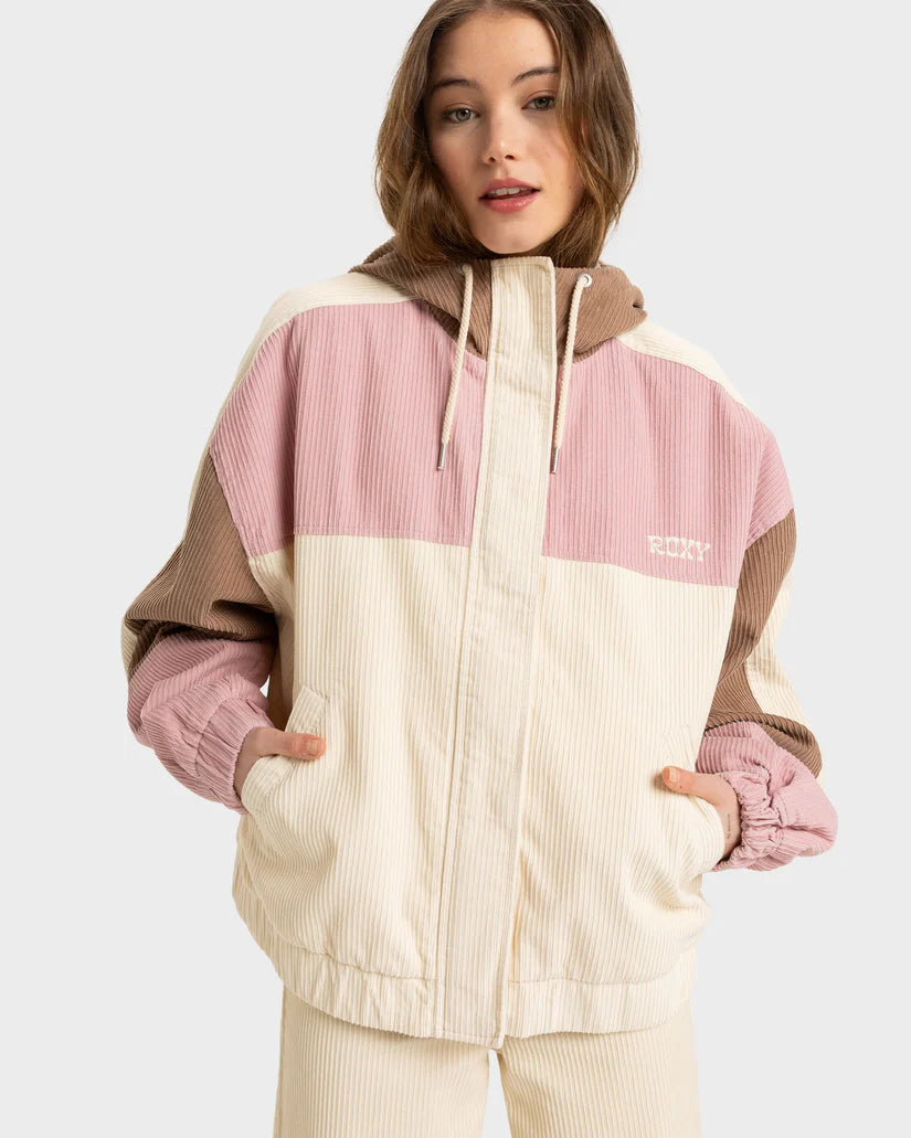 ROXY STRIKE A CORD JACKET - PARCHMENT