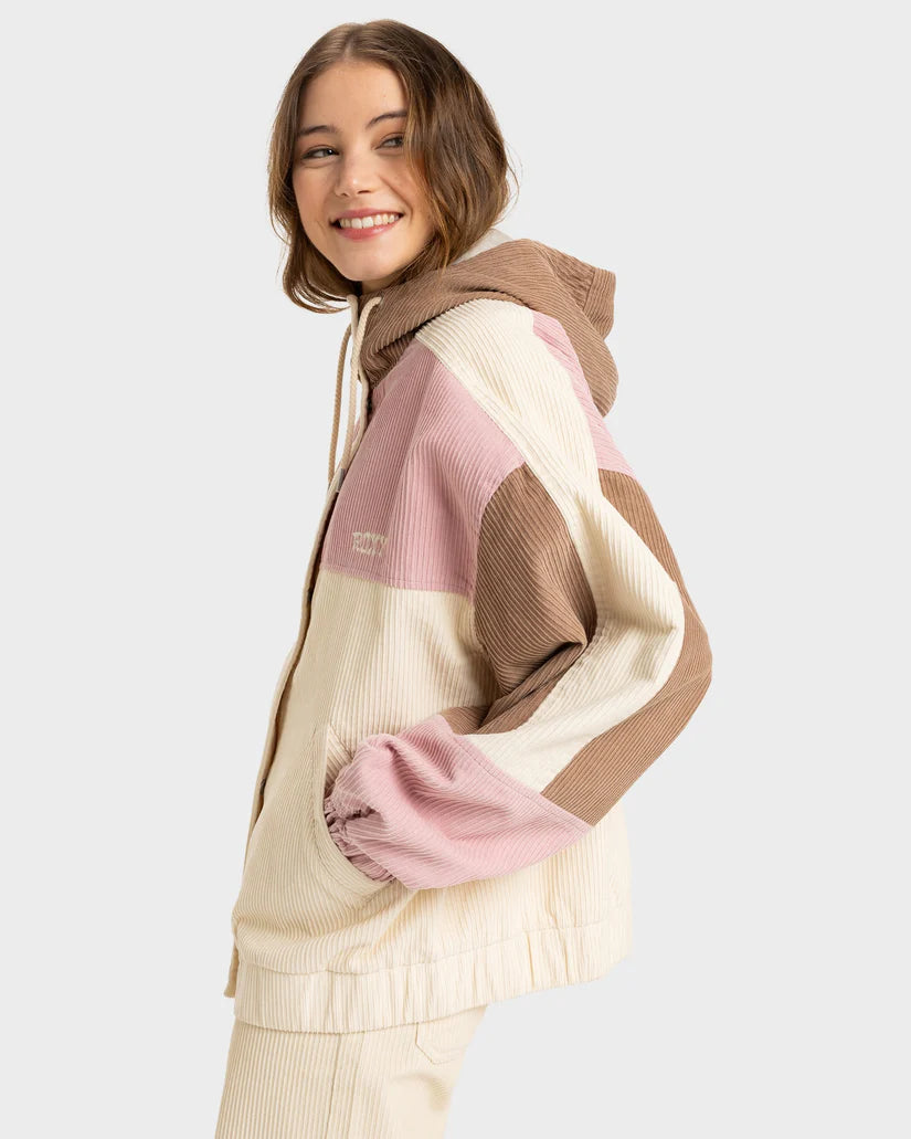 ROXY STRIKE A CORD JACKET - PARCHMENT