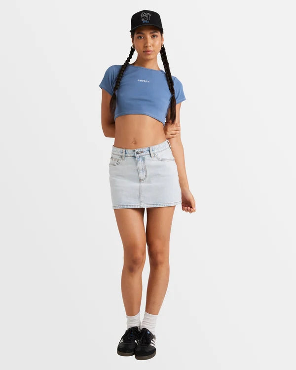 RVCA MINI DENIM SKIRT - ASH BLUE