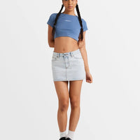 RVCA MINI DENIM SKIRT - ASH BLUE