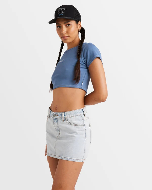RVCA MINI DENIM SKIRT - ASH BLUE