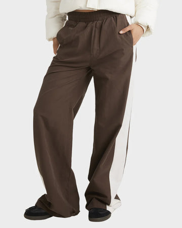 RVCA TRACKED WIDE LEG PANT - CHOCOLATE 1
