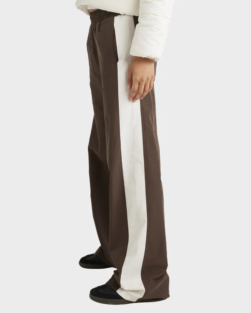 RVCA TRACKED WIDE LEG PANT - CHOCOLATE 1