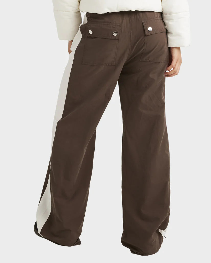 RVCA TRACKED WIDE LEG PANT - CHOCOLATE 1