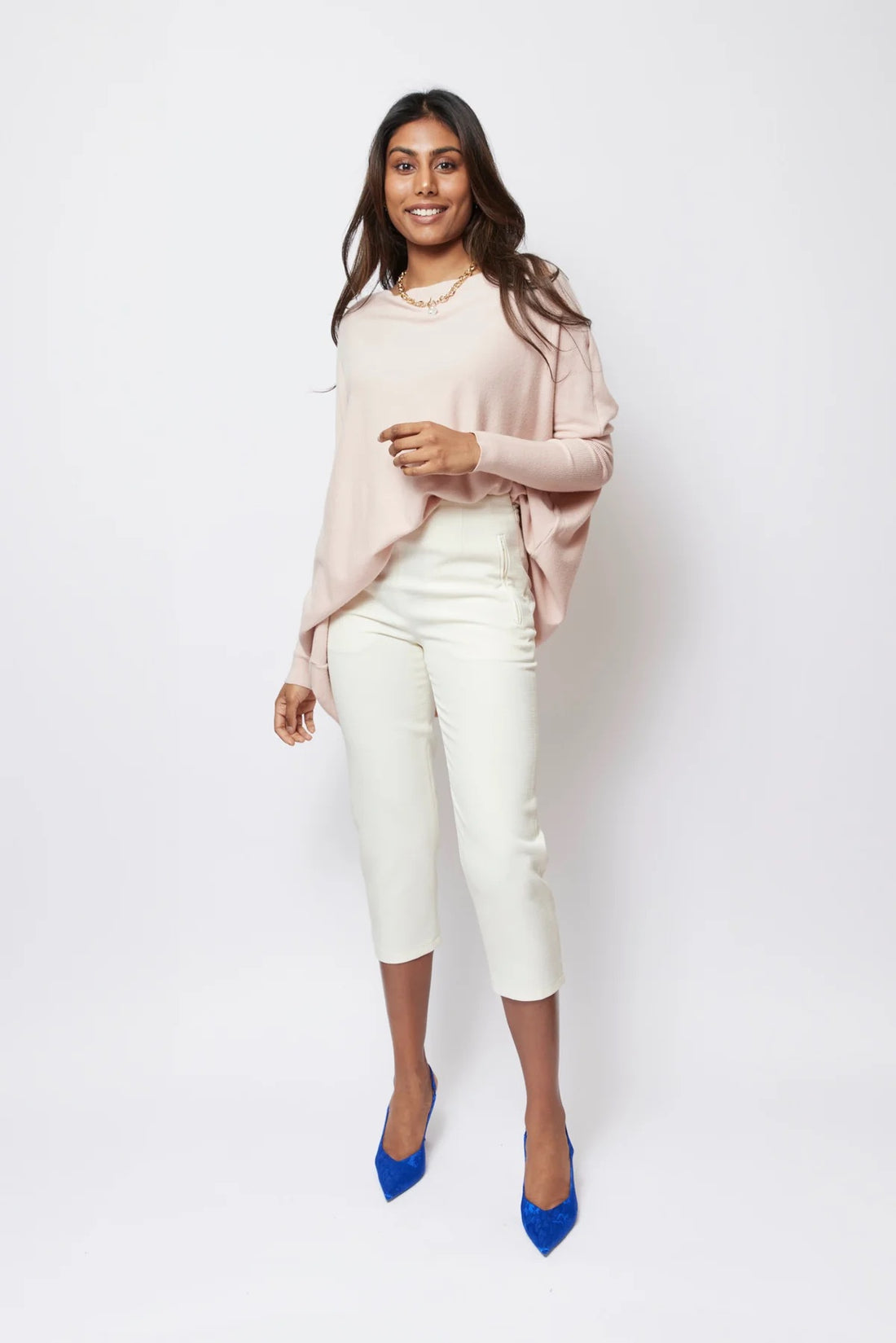 SLIDE SHOW SCOOP NECK TIGHT SLEEVE OVERSIZED WARM TOP - PINK