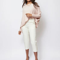 SLIDE SHOW SCOOP NECK TIGHT SLEEVE OVERSIZED WARM TOP - PINK