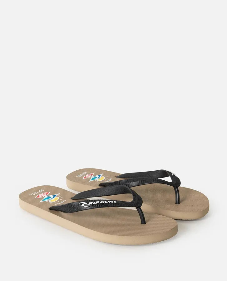 RIP CURL ICONS OF SURF BLOOM OPEN TOE THONGS - SAND
