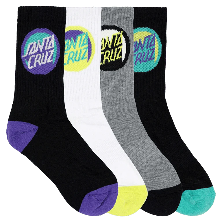 SANTA CRUZ BOLD SHADOW DOT CREW SOCK FOUR PACK