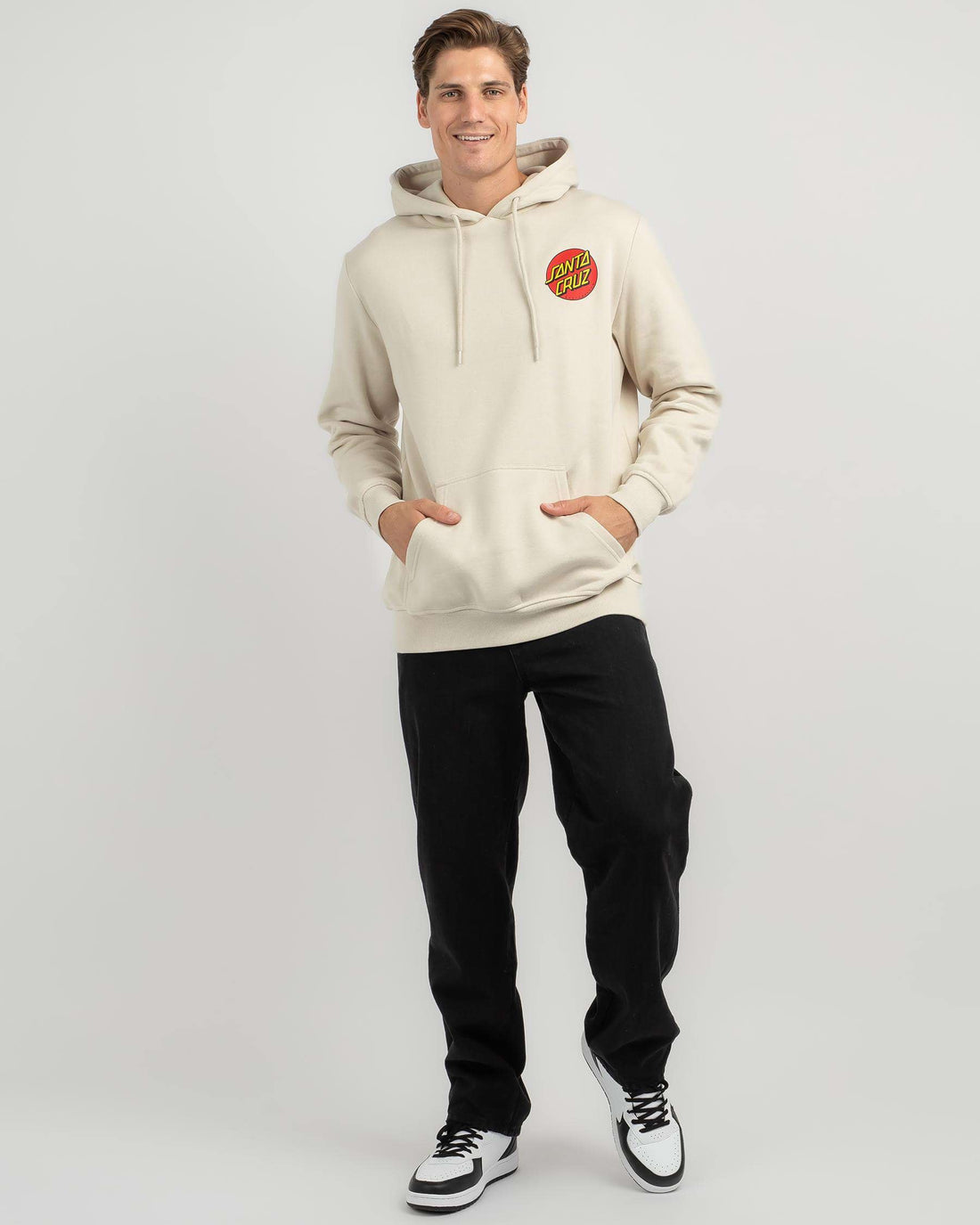 SANTA CRUZ MENS CLASSIC DOT CHEST HOODIE - CONCRETE