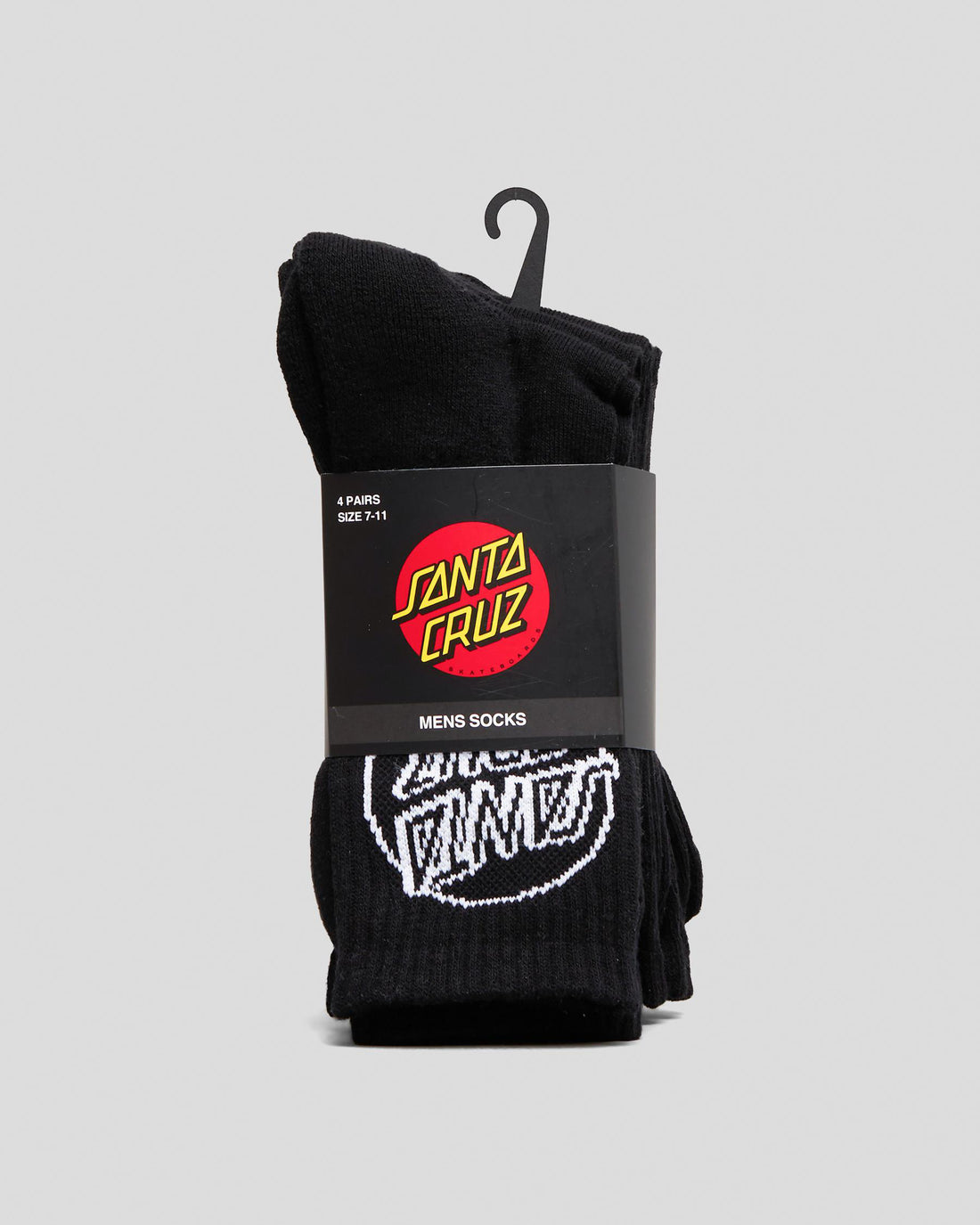 SANTA CRUZ OPUS DOT CREW SOCK 4 PACK - BLACK