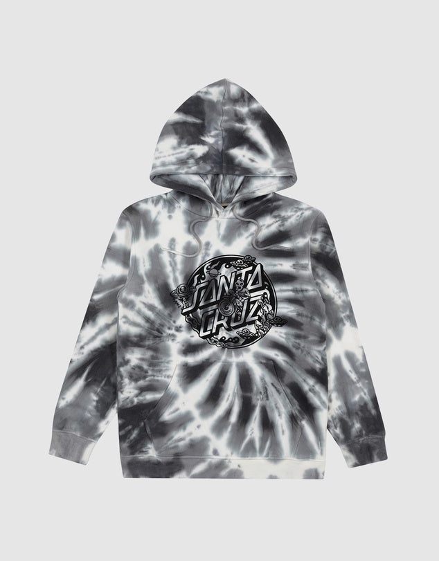SANTA CRUZ WINKOWSKI DOPE PLANET 2 DOT MONO FRONT HOODIE - GREY TIE DYE