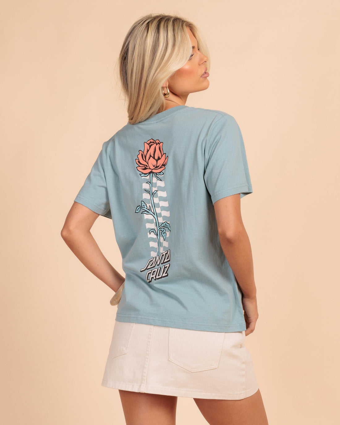 SANTA CRUZ ROSETTE TOWER RING CHEST TEE - VINTAGE BLUE