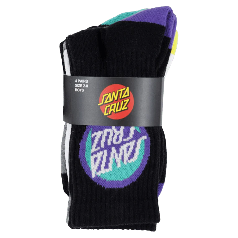 SANTA CRUZ BOLD SHADOW DOT CREW SOCK FOUR PACK