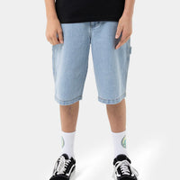 SANTA CRUZ CLASSIC DOT CARPENTER BAGGY JEAN SHORT - LIGHT WASHED INDIGO
