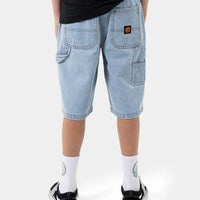 SANTA CRUZ CLASSIC DOT CARPENTER BAGGY JEAN SHORT - LIGHT WASHED INDIGO
