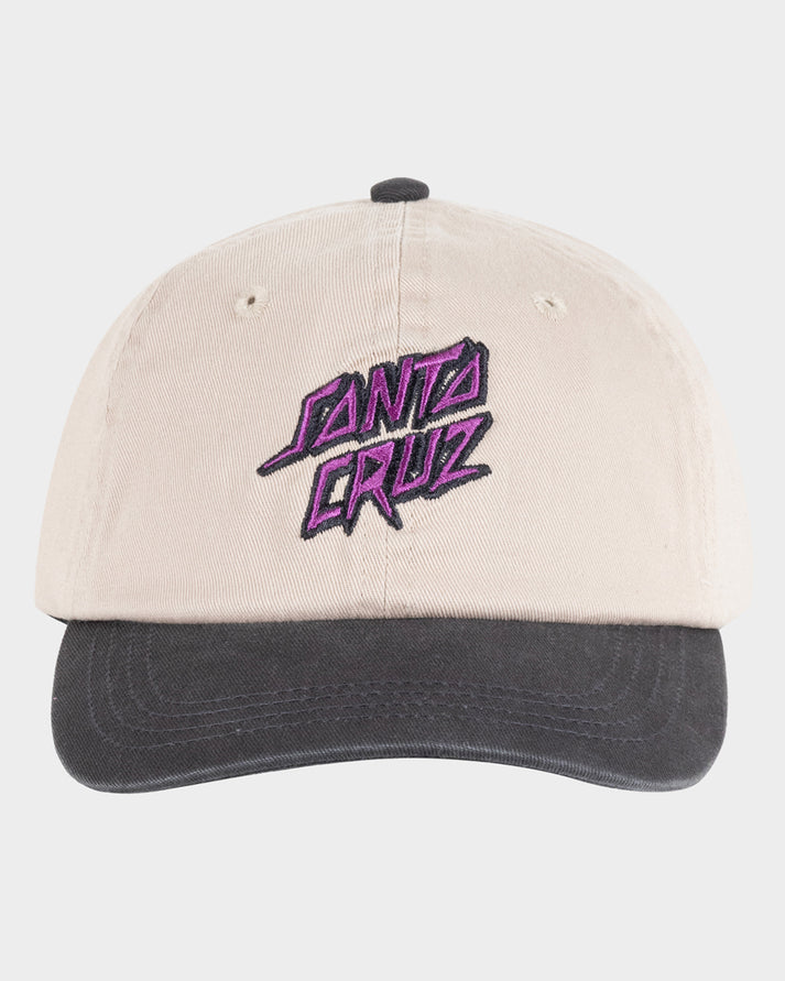SANTA CRUZ SCRATCHED STACK BOYS DAD CAP - NATURAL