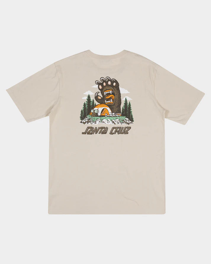 SANTA CRUZ SCREAMING GRIZZLY MEN'S T-SHIRT - NATURAL