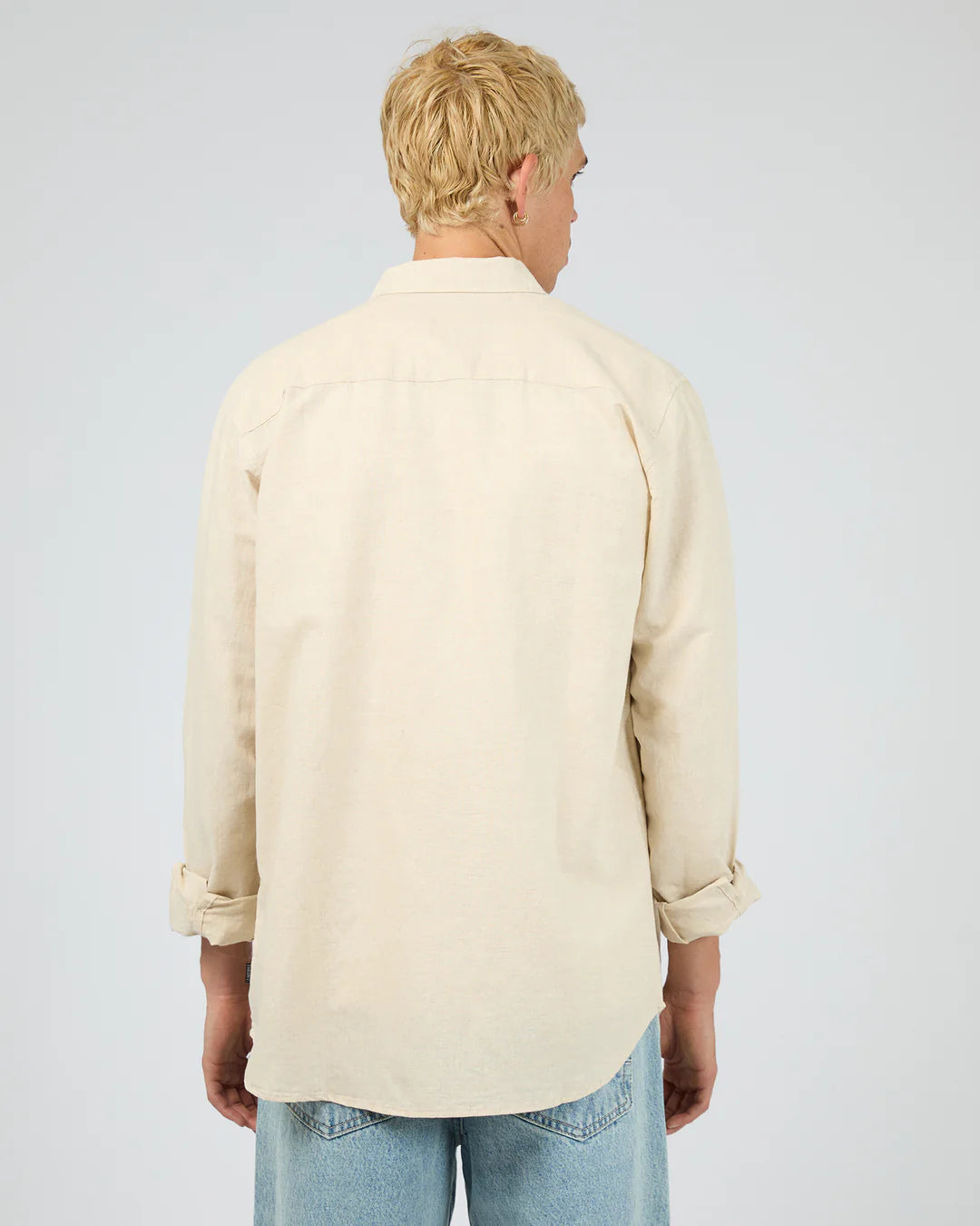 SILENT THEORY LINEN LONG SLEEVE SHIRT - NATURAL