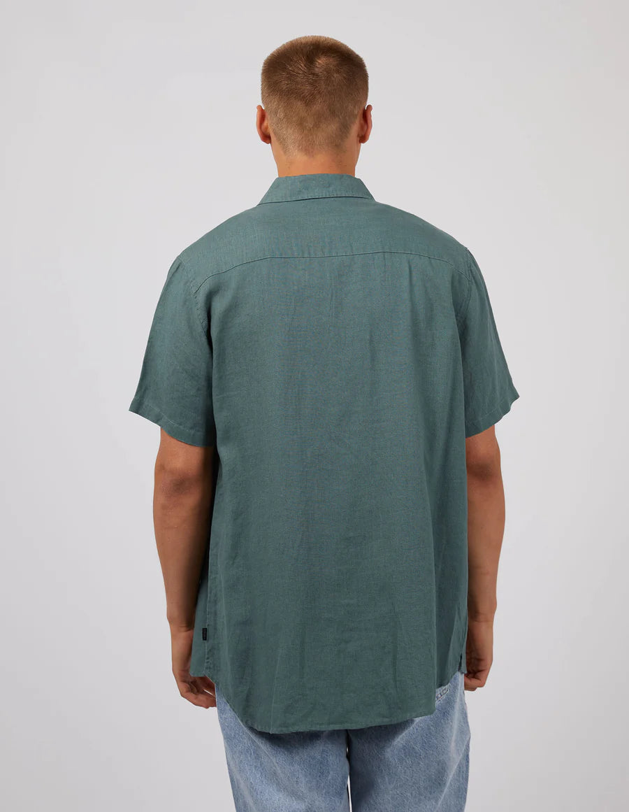SILENT THEORY LINEN SHORT SLEEVE SHIRT - PINE