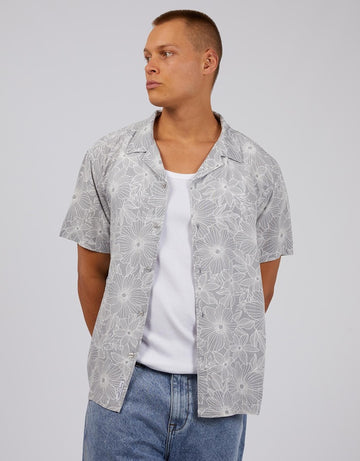 SILENT THEORY LINEN SHORT SLEEVE SHIRT HARRISON - MULTICOLOURED
