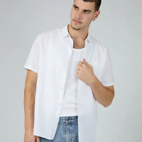 SILENT THEORY LINEN SS SHIRT II - WHITE