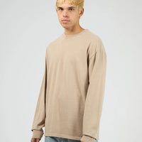 SILENT THEORY HEAVYWEIGHT STANDARD FIT LONG SLEEVE TEE - TAN