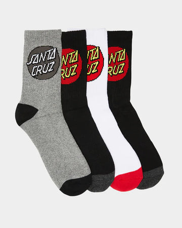 SANTA CRUZ MENS CLASSIC DOT CREW SOCKS 4PACK - MULTI