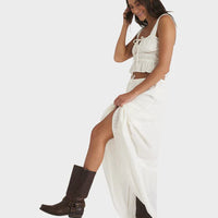 ROXY SOL SWEETWATER MAXI SKIRT - WHITE