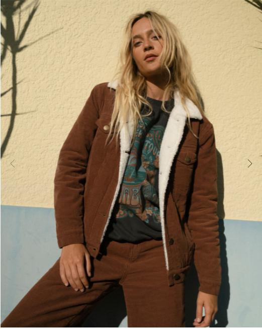 BILLABONG CANDY CORD JACKET - DARK CHOC