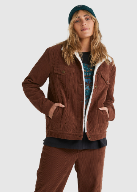 BILLABONG CANDY CORD JACKET - DARK CHOC