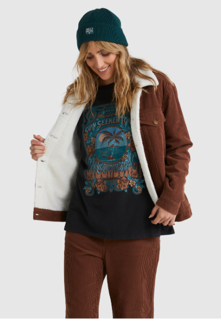 BILLABONG CANDY CORD JACKET - DARK CHOC
