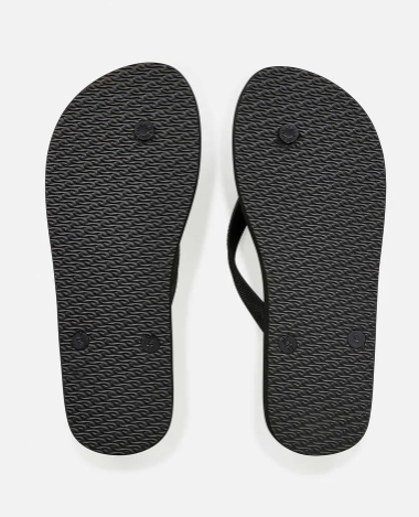 RIP CURL BRAND LOGO BLOOM OPEN TOE THONG- BLACK BLUE LOGO