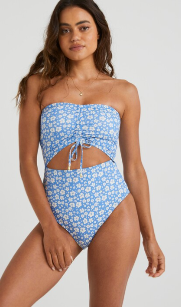 BILLABONG HOLIDAY SUMMER BANDEAU  ONE PIECE - BLUE